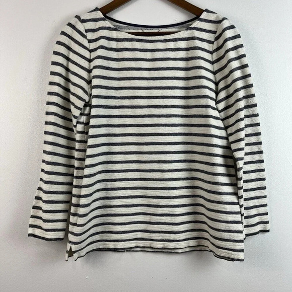 Lou & Grey Tops - Lou & Grey Striped Knit Shirt Womens M Boat Neck 3/4 Sleeve Nautical Casual